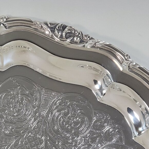 Vintage Community Plate- Silver-Plated Serving Tray – Sheffield Design - Picture 7 of 9
